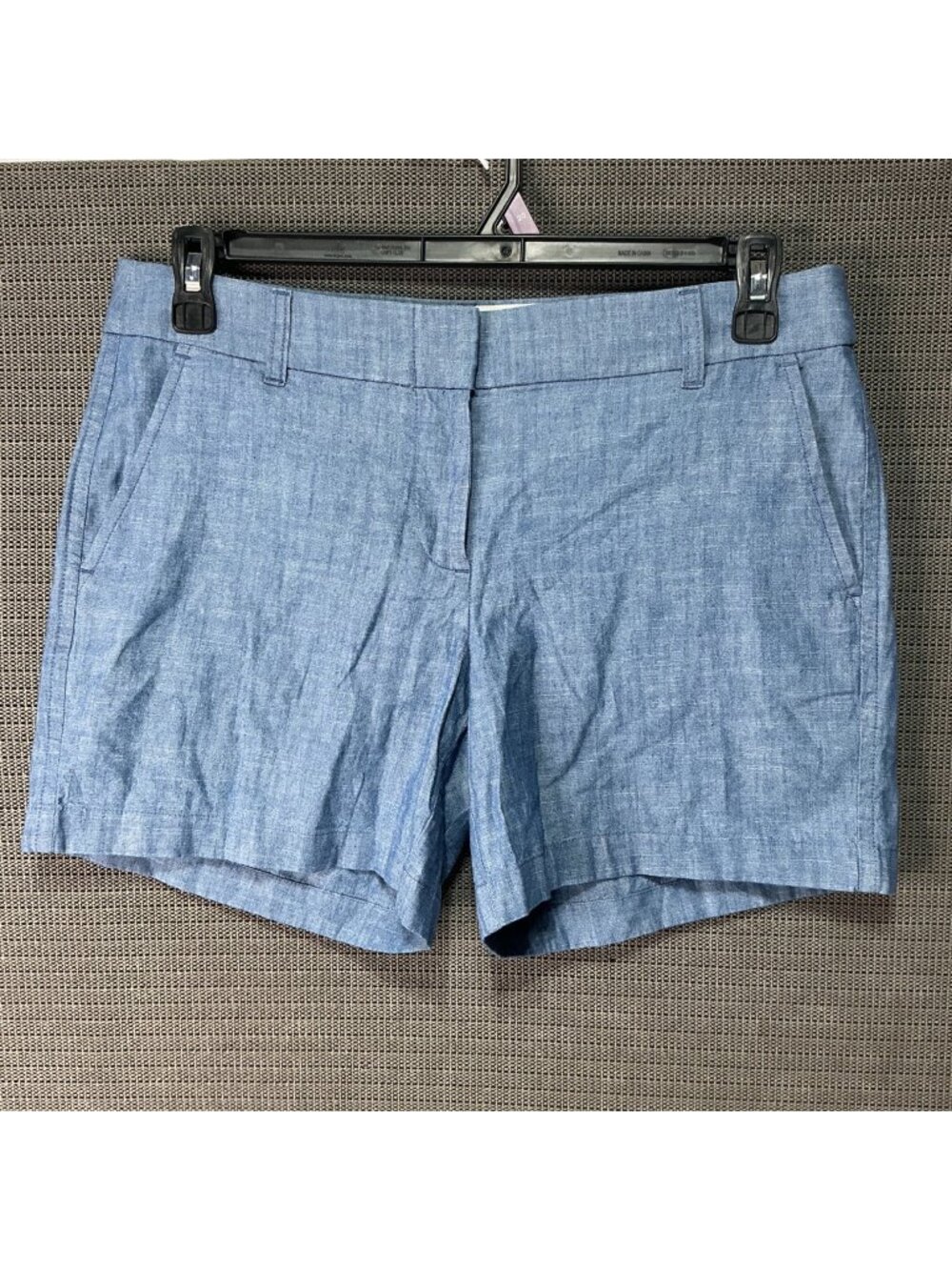 J.Crew Women's Chambray Cotton Shorts Size 8 Blue Lightweight Casual Pockets